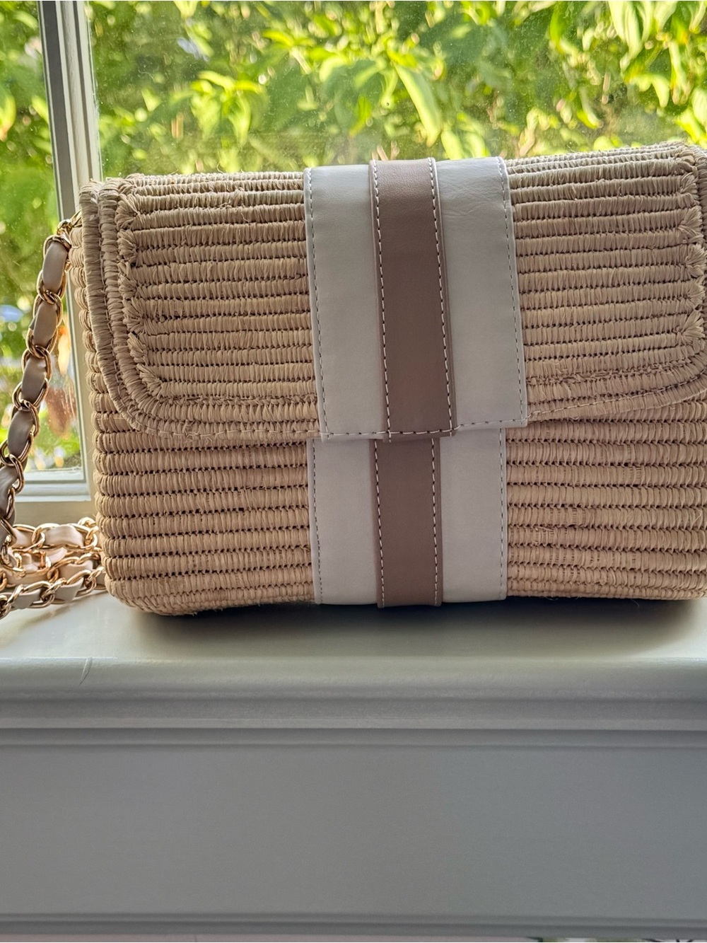 BEAU & RO Straw Shoulder Bag in Natural and Taupe - Picture 11 of 11